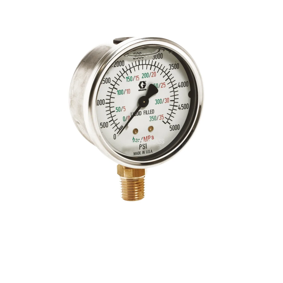 Stainless Steel High Pressure Fluid Gauge, 0-1000 psi (0-68 bar) pressure range - Graco 105770