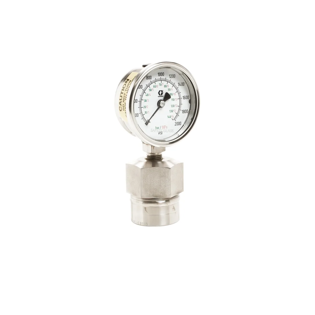 Stainless Steel Fluid Gauges with Dampeners, 0-2000 psi (0-140 bar) 1/4 in npt(f) - Graco 110182