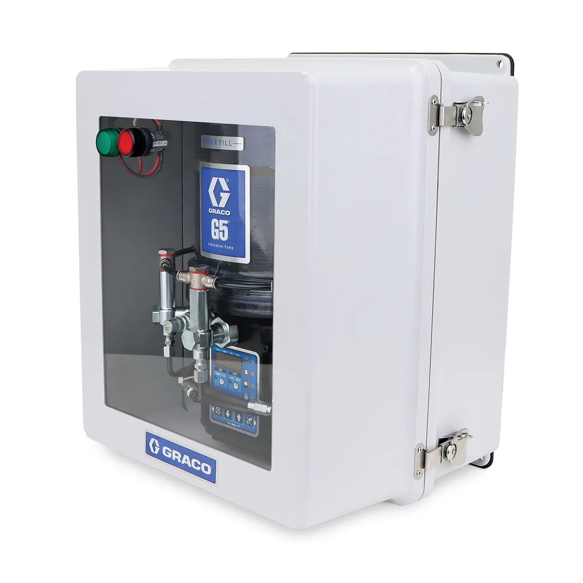 G5 Pro Grease Lubrication Enclosed Pump, 4 Liter, Pressure Relief Valves, Run Indication Lights (Small Box) - Graco 134010