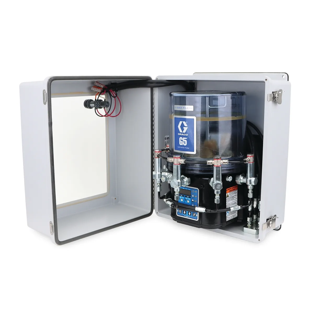 G5 Pro Grease Lubrication Enclosed Pump, 4 Liter, Pressure Relief Valves, Run Indication Lights (Small Box) - Graco 134010
