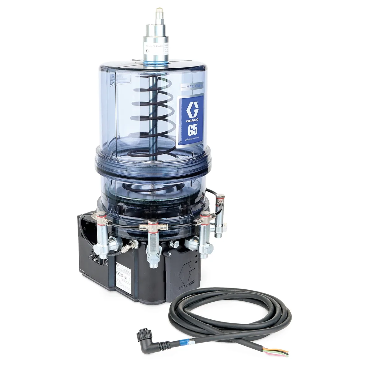 G5 Pro Pump Assembly, 24 VDC, 8 Liter, AFSO, DIN Power and Alarm, Pressure Relief Valves, Return to Reservoir, Controller Cover - Graco 134180