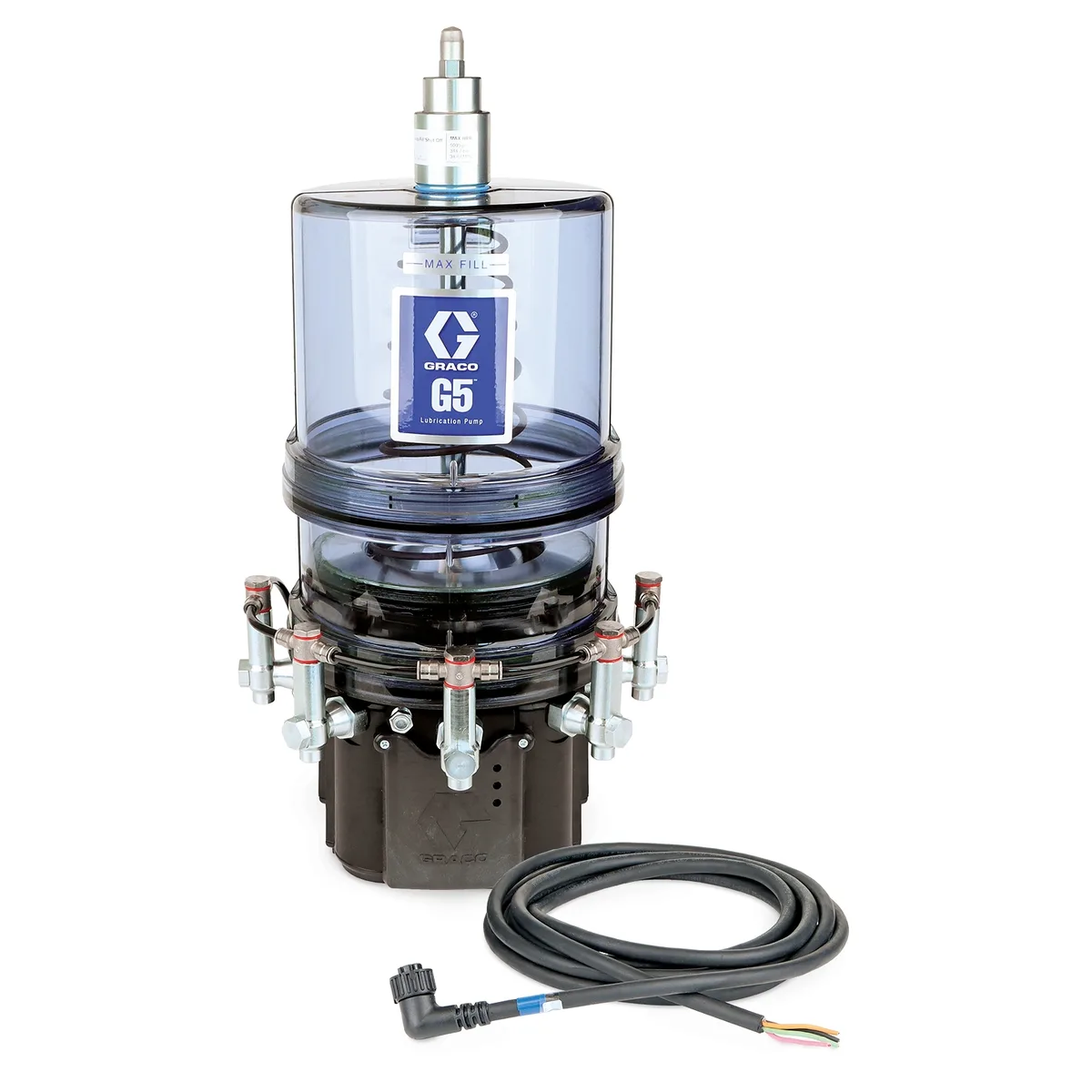 G5 Pro Pump Assembly, 24 VDC, 8 Liter, AFSO, DIN Power and Alarm, Pressure Relief Valves, Return to Reservoir, Controller Cover - Graco 134180