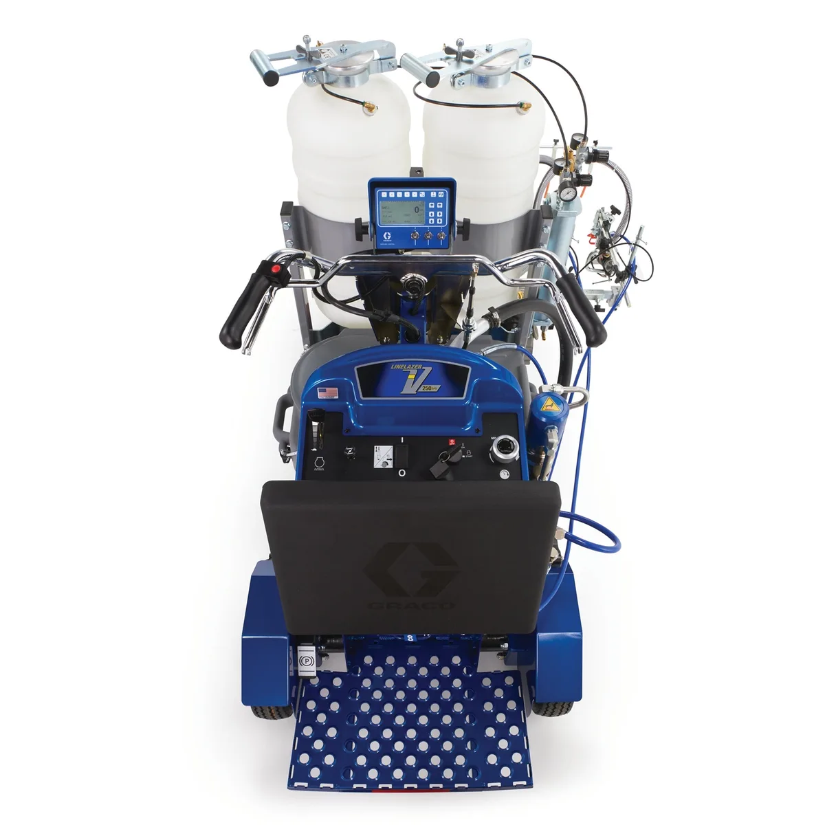 LineLazer V 250SPS HP Reflective Series Self-Propelled Gas Hydraulic Airless Line Striper, 2 Auto Guns, 2 Tanks - Graco 17H469