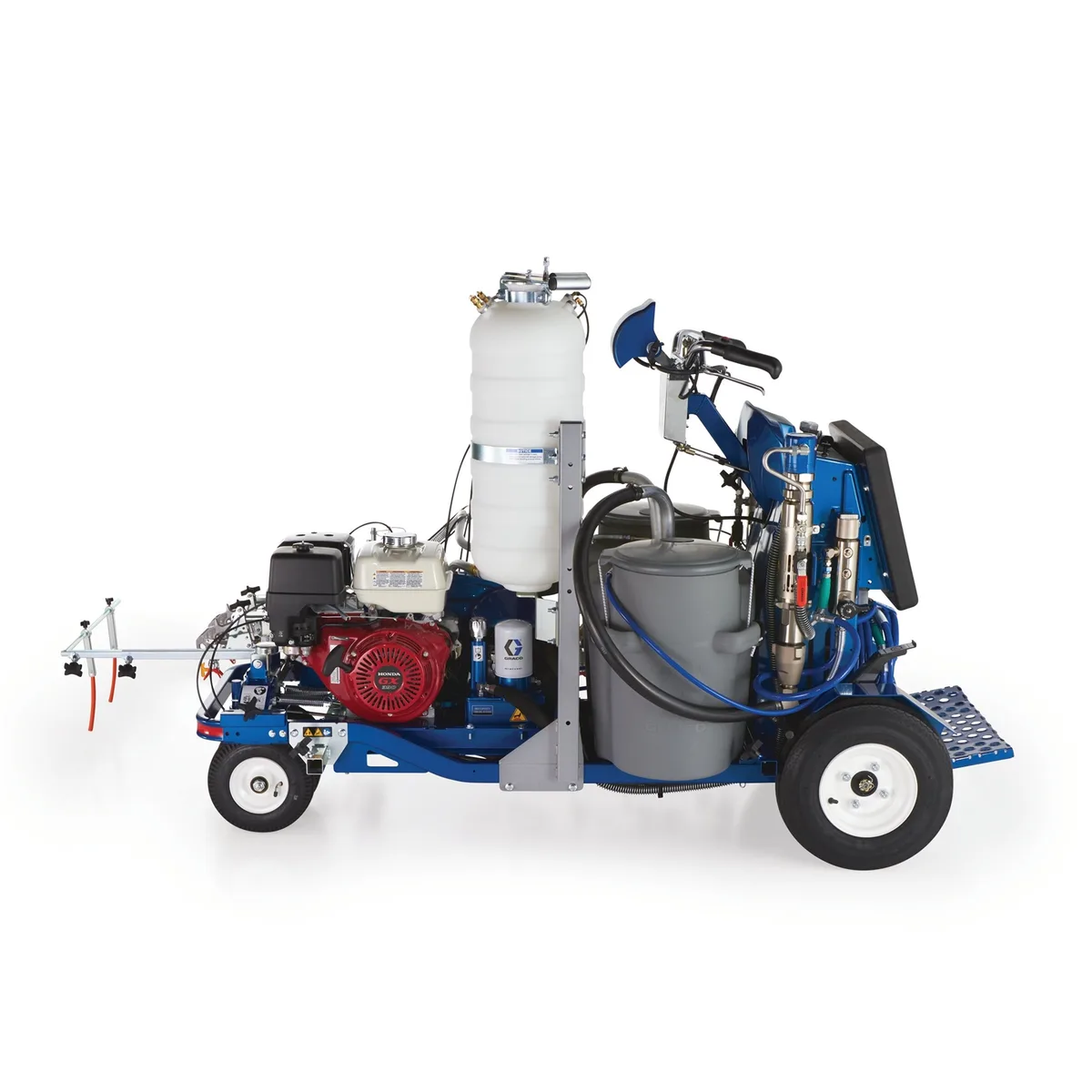 LineLazer V 250DC HP Reflective Series Self-Propelled Gas Hydraulic Airless Line Striper, 3 Auto Guns, 2 Tanks - Graco 17H474