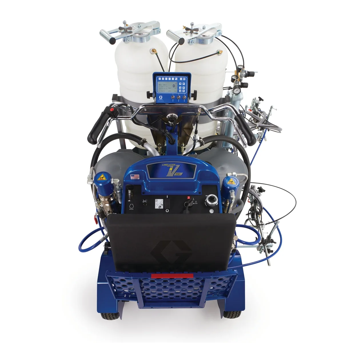 LineLazer V 250DC HP Reflective Series Self-Propelled Gas Hydraulic Airless Line Striper, 3 Auto Guns, 2 Tanks - Graco 17H474