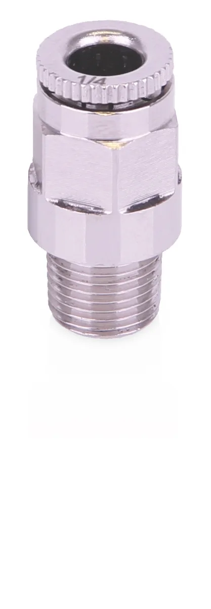 CSP Lubrication Point Fitting - Push-To-Connect Stud - 1/4 inch OD tube x 1/8 inch NPT male straight, 625 psi - Graco 17L653