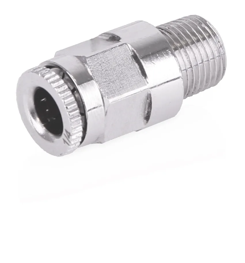 CSP Lubrication Point Fitting - Push-To-Connect Stud - 1/4 inch OD tube x 1/8 inch NPT male straight, 625 psi - Graco 17L653