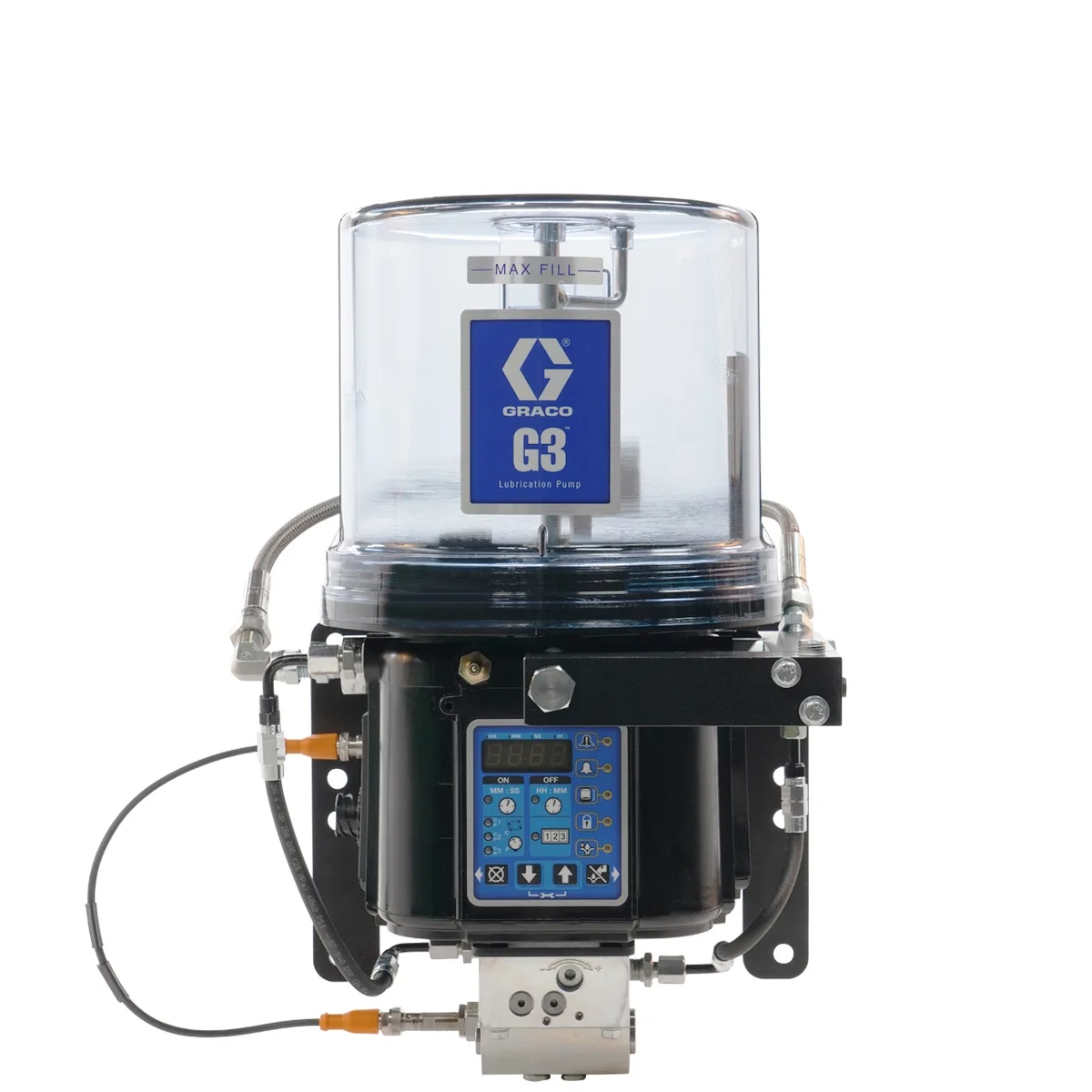 G3® Max Grease Pump for Dual-Line Lubrication Systems, 24 VDC, 4 Liter, Low Level with Controller, 1 Sensor, CPC, 3 Pump Elements - Graco 2002240