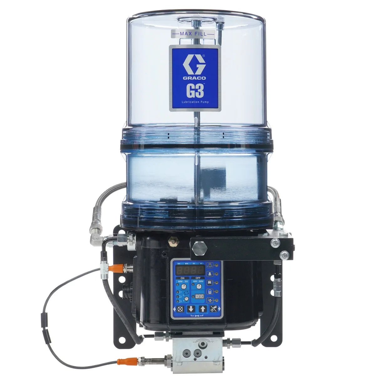 G3® Max Grease Pump for Dual-Line Lubrication Systems, 24 VDC, 8 Liter, Low Level with Controller, 1 Sensor, CPC, 3 Pump Elements - Graco 2002241