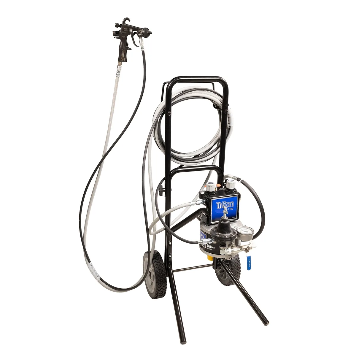 Triton SST Spray Package, Cart Mount, Stellair ACE Air Spray Gun, 0.055 in (1.4 mm) nozzle, 25 ft (7.6 m) fluid and air hose - Graco 2006383