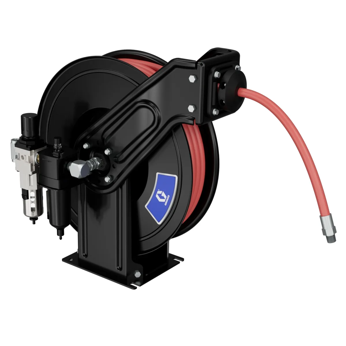 FRL 20, Air, 3/8 Inlet, 1/2 in X 50 ft (13 mm X 15 m) Hose, NPT, Truck/Bench Mount (FRL Right), Black - Graco 2010972