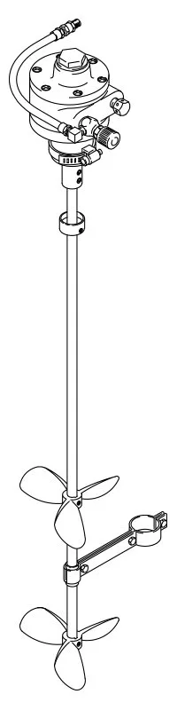 Drum agitator without mounting tube, air driven, 1/2 HP, 31.25 inches (79.3 cm) in length, carbon steel material - Graco 204995