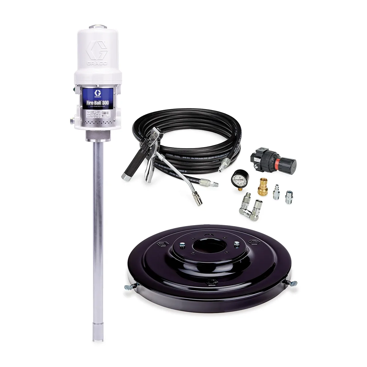 Fire-Ball® 300 Series 15:1 120 lb. (54 kg) Grease Pump - Stationary Pail Dispenser Package - Graco 220170