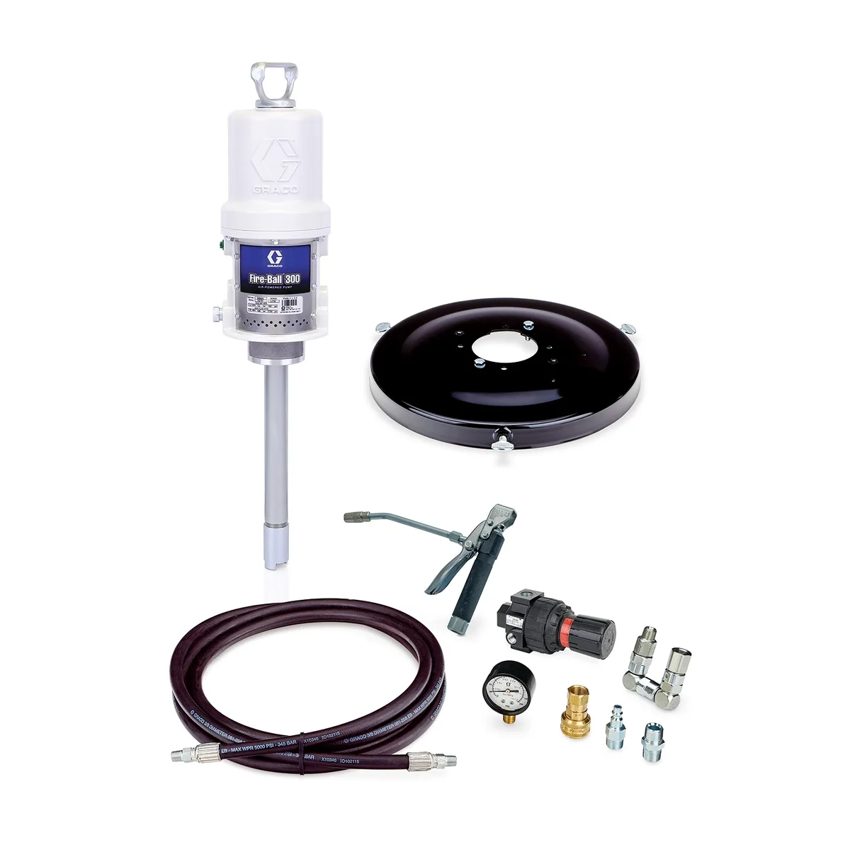 Fire-Ball® 300 Series 15:1 Grease Pump Package - Stationary Pail Dispenser - Graco 222078