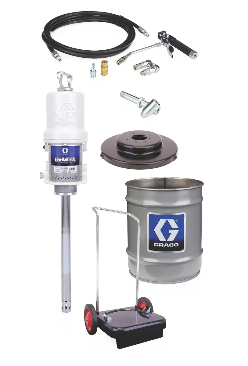 Fire-Ball® 300 Series 50:1 25 to 50 lb. (11.3 to 23 kg) Grease Pump - Portable Pail Dispenser Package - Graco 225773