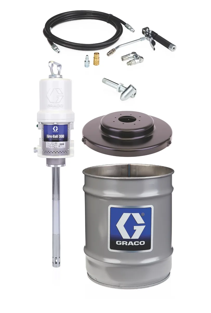 Fire-Ball® 300 Series 50:1 35 to 50 lb. (16 to 23 kg) Grease Pump - Stationary Pail Dispenser Package - Graco 225827