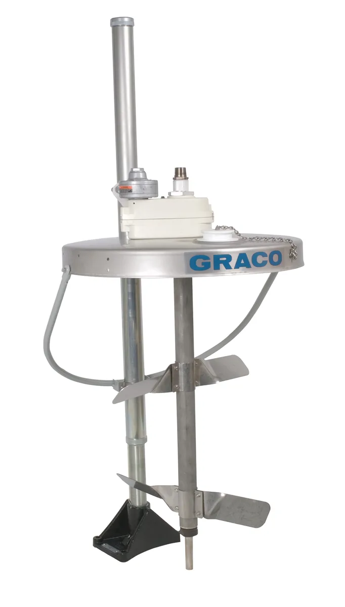 Heavy Duty Back-Geared Drum Agitator with elevator and drum cover, air driven, 1/2 HP, 32 inches (81.25 cm) long - Graco 231413