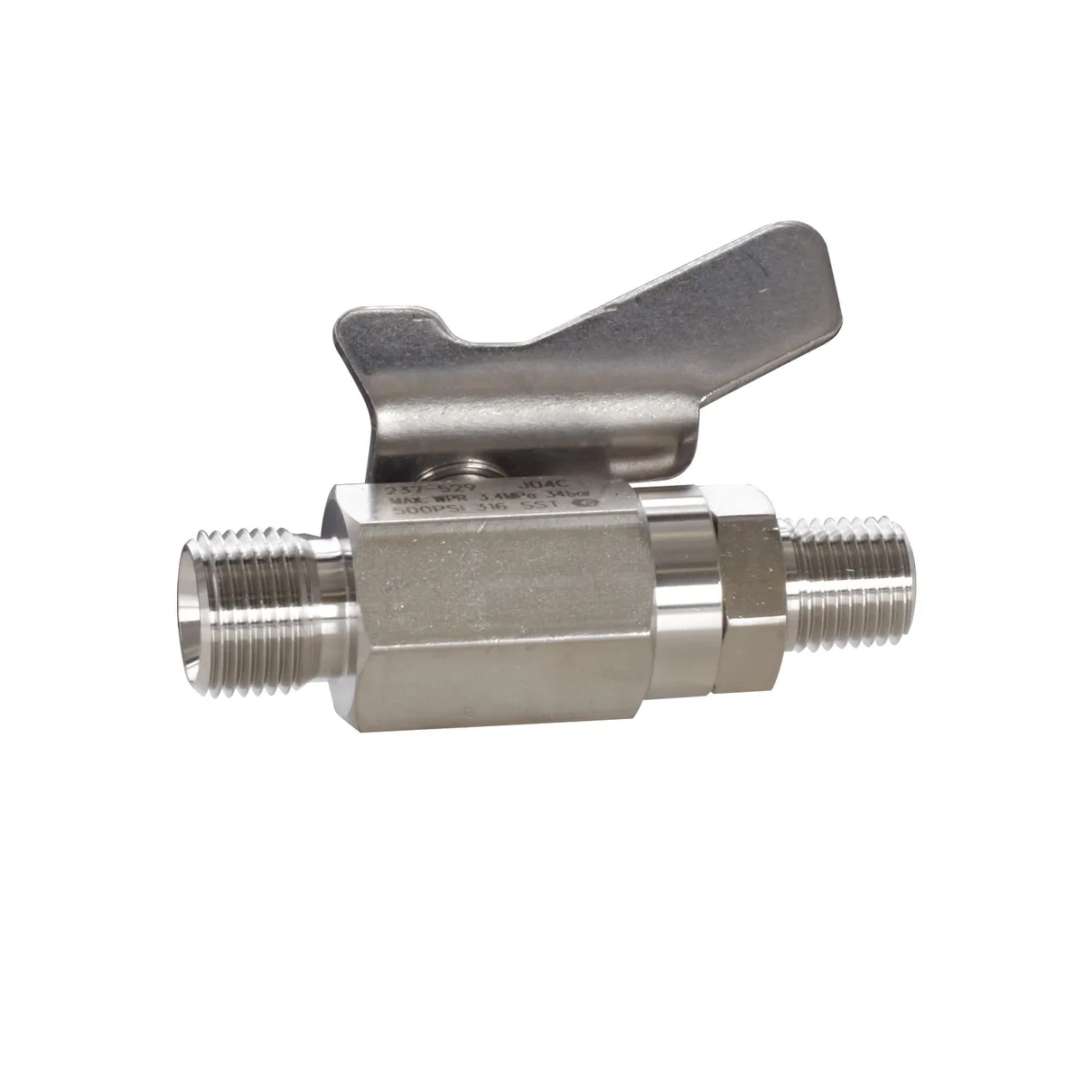 Low Pressure Ball Valve compatible with stainless steel, catalyst and waterborne materials, 1/4 in. npt(m) x 3/8 in. npsm(m) - Graco 237529