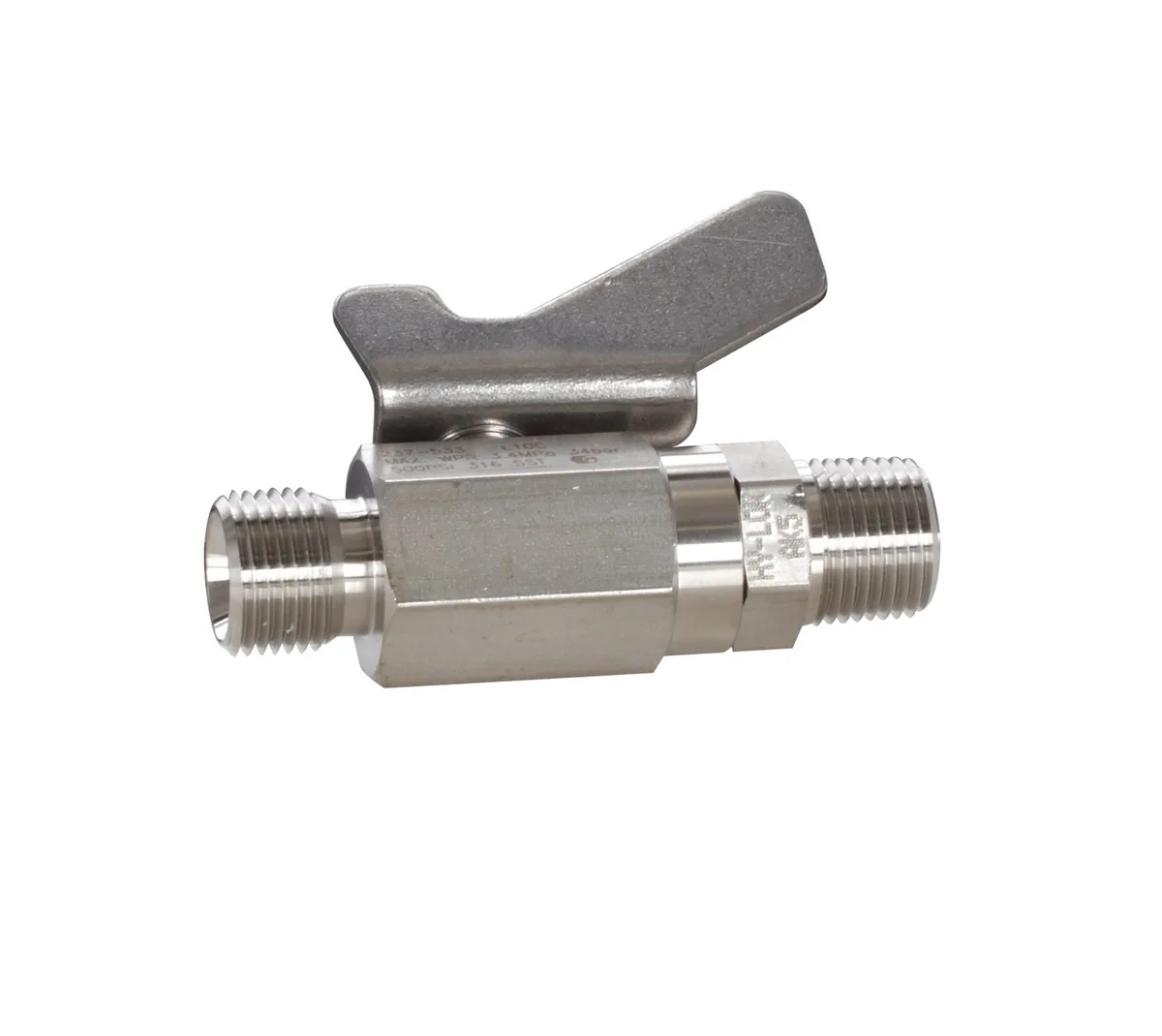 Low Pressure Ball Valve compatible with stainless steel, catalyst and waterborne materials, 3/8 in. npsm(m) x 3/8 in. npt(m) - Graco 237533
