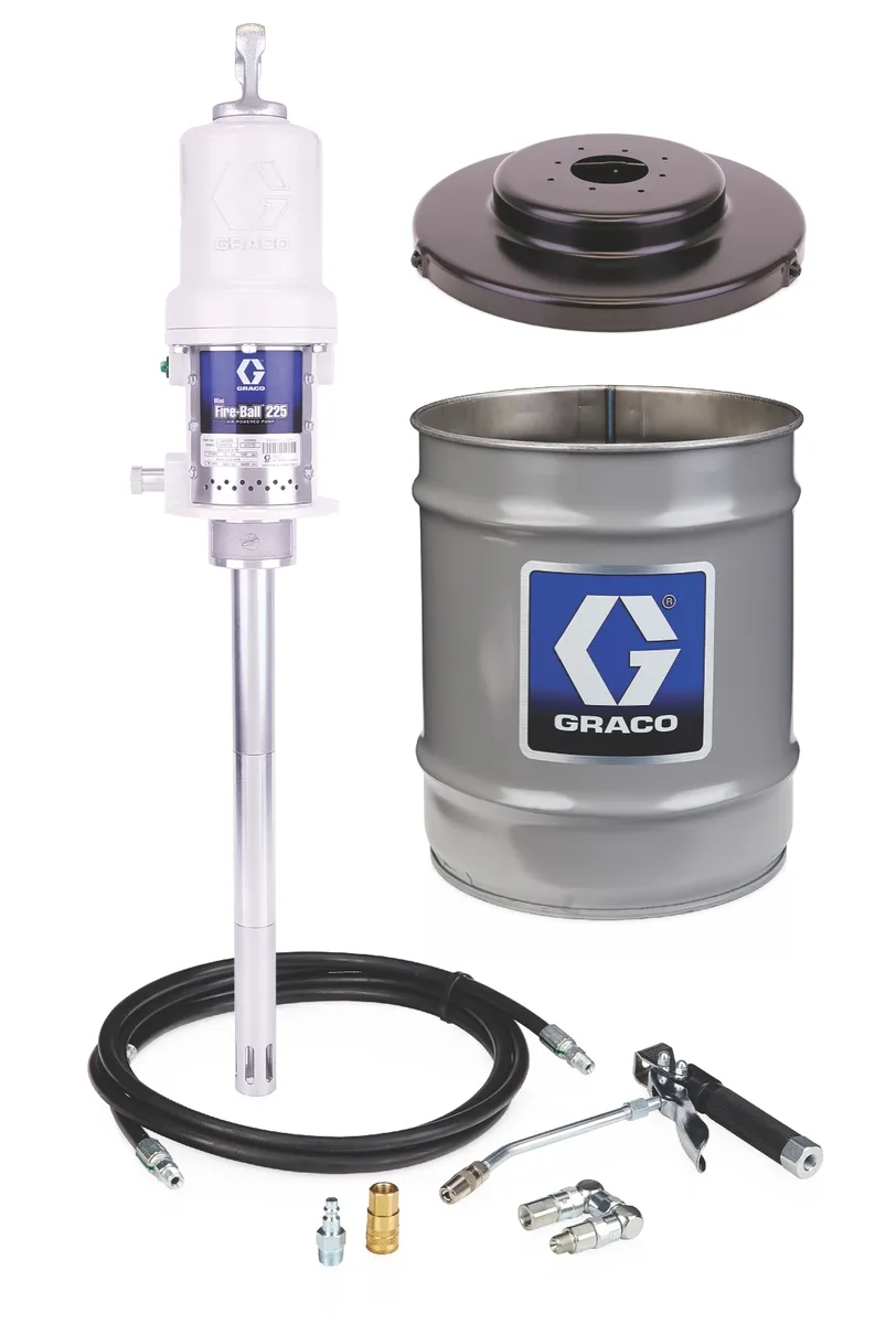 Mini Fire-Ball® 225 50:1 35 lb. and 50 lb. (16 kg and 23 kg) Grease Pump - Stationary Pail Dispenser Package - Graco 246911