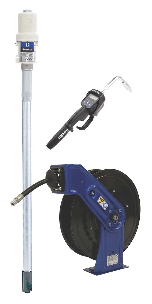 Mini Fire-Ball® 225 3:1 1/2 in. x 50 ft. (12.7 mm x 15.2 m) Manual Hose Reel Package for Oil - Graco 248623
