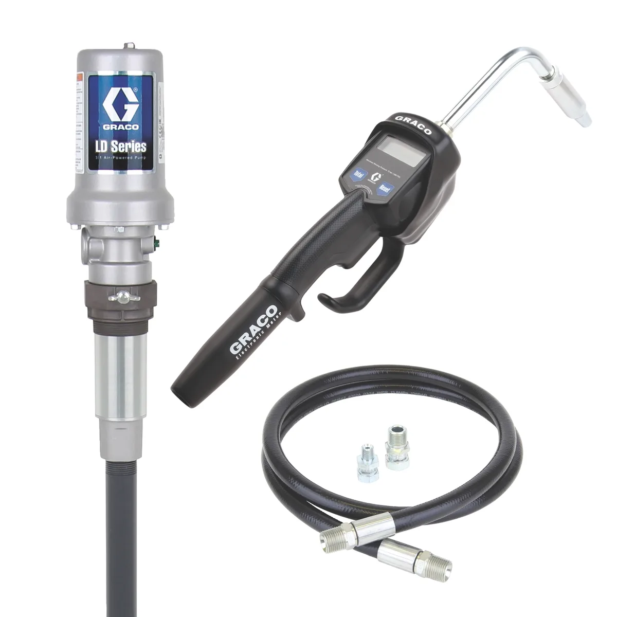 LD Series 3:1 Stationary Oil Pump Package - Manual Meter Type - Rigid Extension - Graco 24H800
