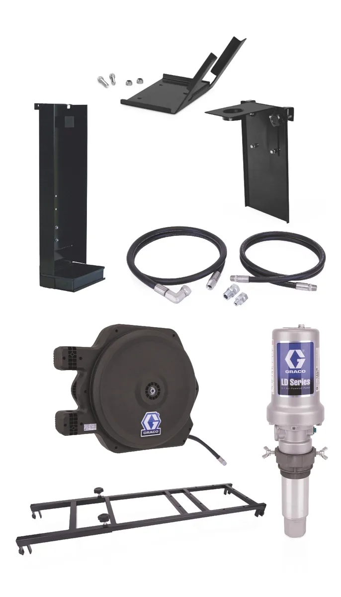 LD Series 5:1 275 Gallon (1040 Liter) Stationary Oil Pump Package - Manual Meter Type - Graco 24H892