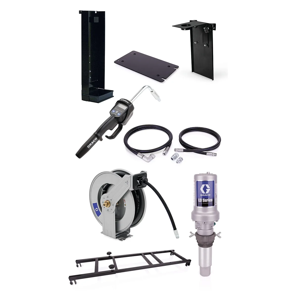 LD Series 5:1 275 Gallon (1040 Liter) Stationary Oil Pump Package - Manual Meter Type - Graco 24H892