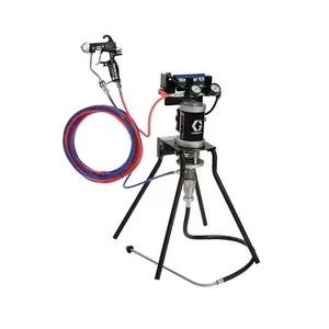 15:1 Merkur ES Air Assisted Package, 0.4 gpm (1.5 lpm) fluid flow, stand mount, with PerformAA 15 Wood Lacquer air cap gun, suction hose, and U-cup plated steel lower - Graco 24J251