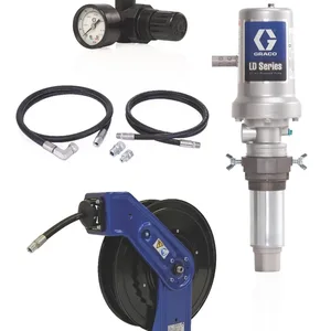 LD Series 3:1 Deluxe Tank Mount Oil Pump with SD Series 1/2 in. x 50 ft. Hose Reel Package - Preset Meter Type - Graco 24K777
