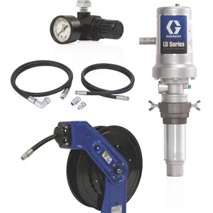LD Series 5:1 Deluxe Oil Pump with SD Series 1/2 in. x 50 ft. Hose Reel Package - Preset Meter Type - Graco 24K796