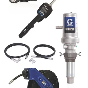 LD Series 5:1 Deluxe Oil Pump with SD Series 1/2 in. x 50 ft. Hose Reel Package - Preset Meter Type - Graco 24K796