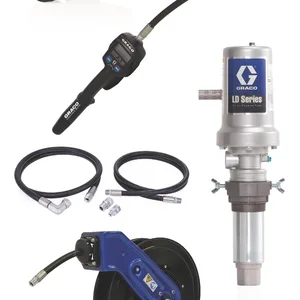 LD Series 3:1 Deluxe Tank Mount Oil Pump with SD Series 1/2 in. x 50 ft. Hose Reel Package - Manual Meter Type - Graco 24K799