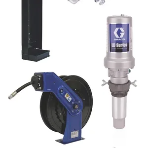LD Series 3:1 Deluxe Stationary 275 Gallon (1040 Liter) Oil Pump with SD Series Hose Reel Package - Preset Meter Type - Graco 24K838