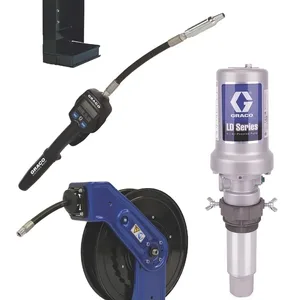 LD Series 3:1 Deluxe Stationary 275 Gallon (1040 Liter) Oil Pump with SD Series Hose Reel Package - Manual Meter Type - Graco 24K842