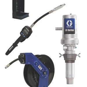 LD Series 5:1 Deluxe Stationary 275 Gallon (1040 Liter) Oil Pump with SD Series Hose Reel Package - Manual Meter Type - Graco 24K843