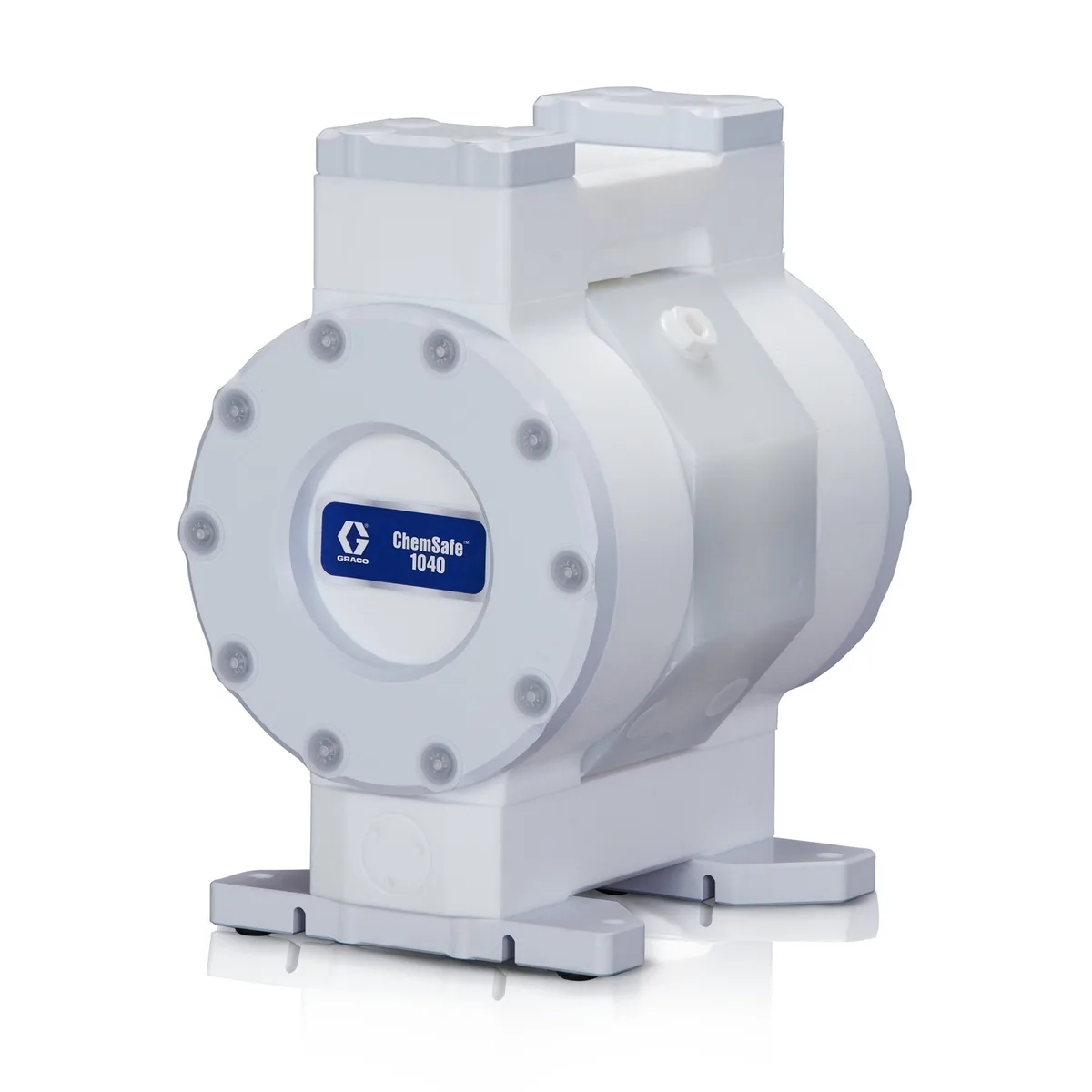 ChemSafe 1040 Air Operated Double Diaphragm Pump with PTFE Seat, PTFE Ball, Overmolded PTFE Diaphragm, PTFE Fluid Path & NPT Port - Graco 24X423