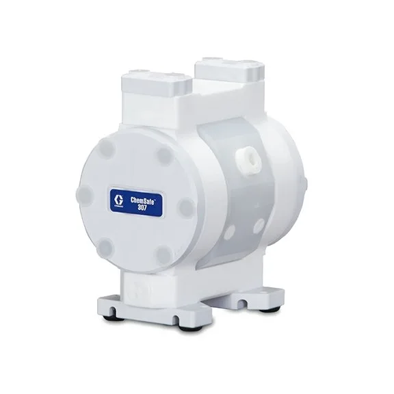 ChemSafe 307 Air Operated Double Diaphragm Plastic Pump with PTFE Seat, PTFE Ball, Overmolded PTFE Diaphragm, PTFE Fluid Path & NPT Port - Graco 24X427