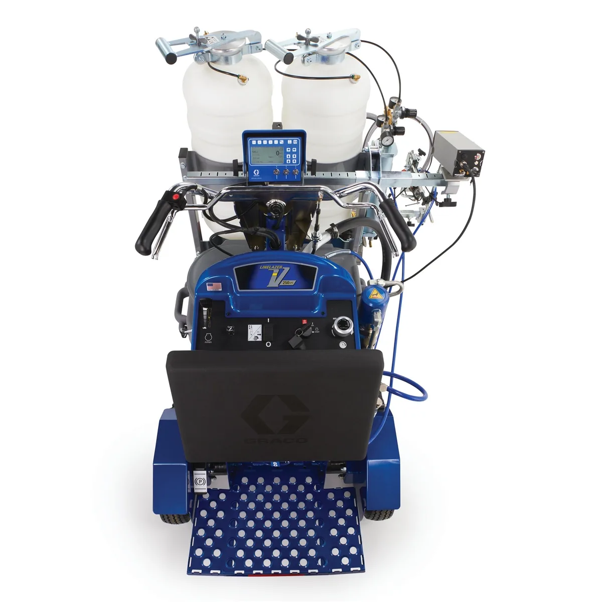 LineLazer V 250SPS HP Reflective Series Self-Propelled Gas Hydraulic Airless Line Striper, 2 Auto Guns, 2 Tanks, LazerGuide 3000 - Graco 25D340