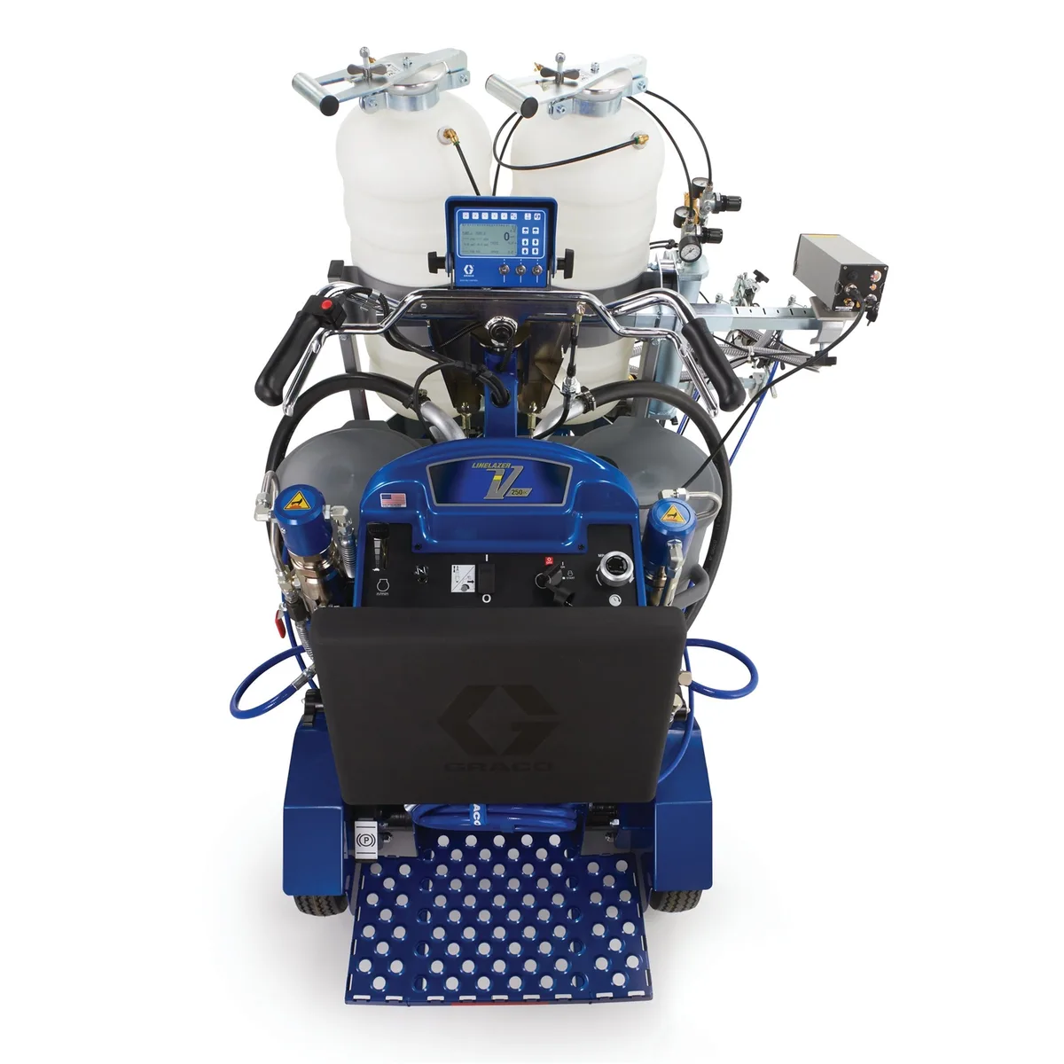 LineLazer V 250DC HP Reflective Series Self-Propelled Gas Hydraulic Airless Line Striper, 2 Auto Guns, 2 Tanks, LazerGuide 3000 - Graco 25D343