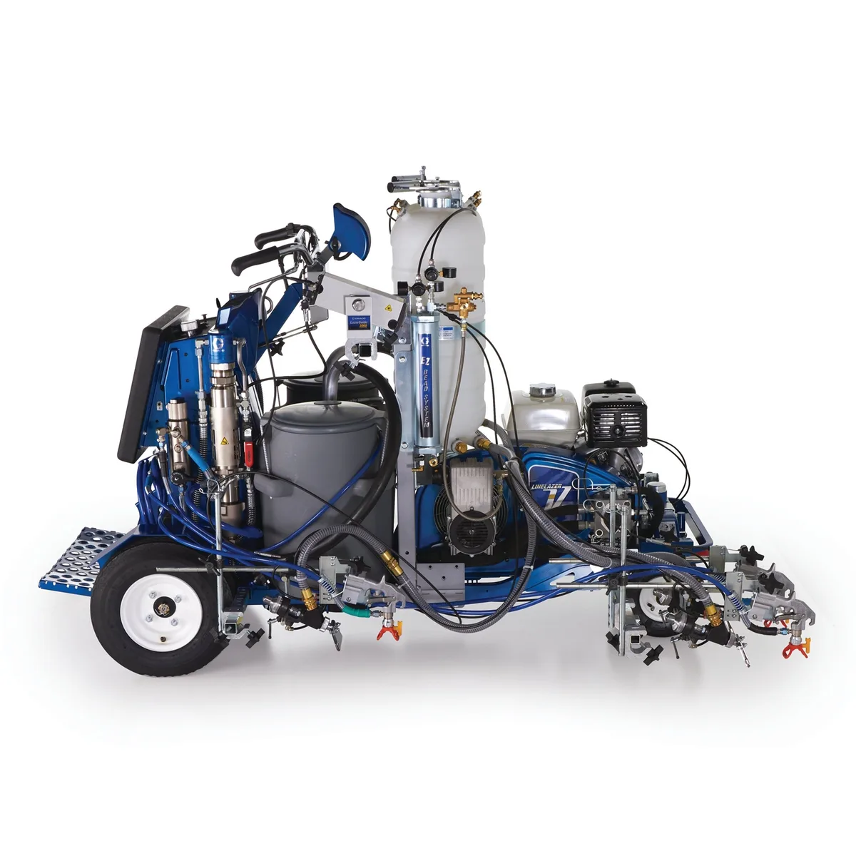 LineLazer V 250DC HP Reflective Series Self-Propelled Gas Hydraulic Airless Line Striper, 3 Auto Guns, 2 Tanks, LazerGuide 3000 - Graco 25D344