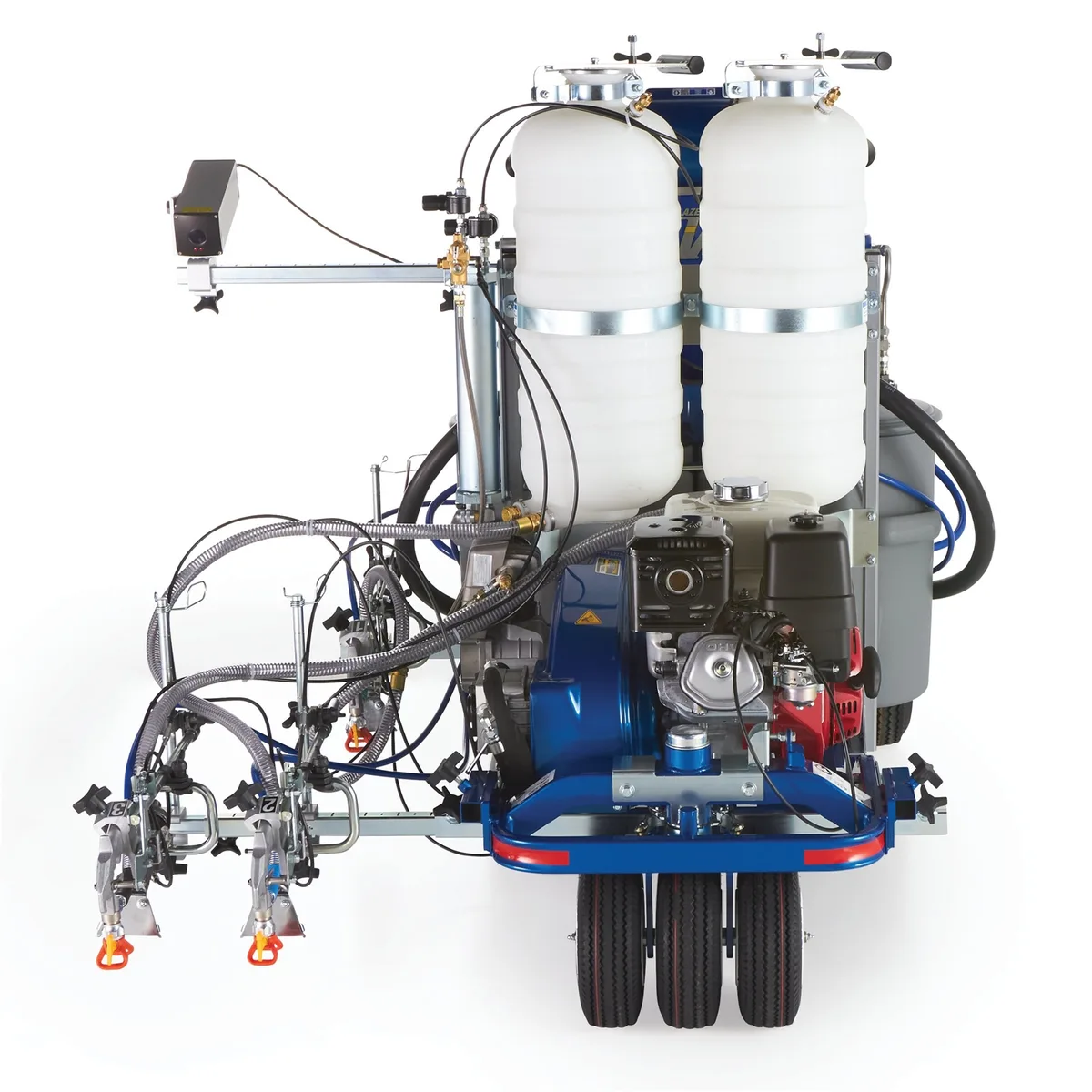 LineLazer V 250DC HP Reflective Series Self-Propelled Gas Hydraulic Airless Line Striper, 3 Auto Guns, 2 Tanks, LazerGuide 3000 - Graco 25D344