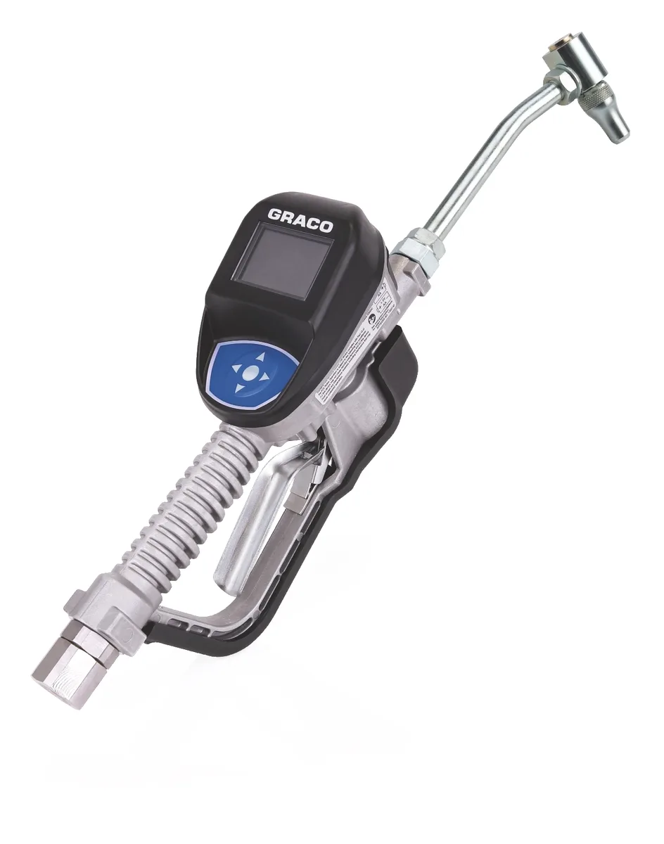 Pulse® Metered Dispense Valve for Gear Lube Applications - 1/2 in NPT, Gear Lube Extension, Manual Nozzle - Graco 25M326