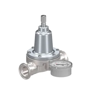 Low Shear Fluid Back Pressure Regulator, 300 Max psi, 10 gpm Max flow rate, SST, Mechanical, high wear, sanitary inlet/outlet - Graco 25R488