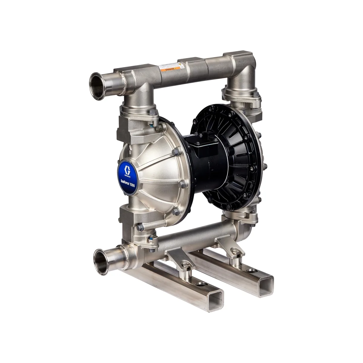 SaniForce 1050 Beverage Pump, 1" FG SST Pneumatic Diaphragm Pump, AL Center, SS Seats, CW Balls, SP Diaphragms - Graco 26D635