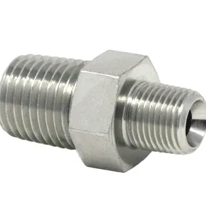 Hex Shoulder Nipples - Straight, 1/4 in x 1/8 in threads, Steel - Graco 556408