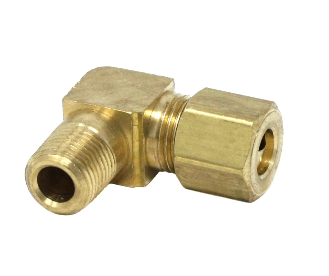 Pipe Fitting - Male Elbow - 1/4 inch (6.4 mm) Tube x 1/8 inch (3.2 mm) Male, Brass - Graco 556634