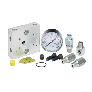 Pump-to-Reservoir Manifold for Modu-Flo Pumps, NPT, Dry Gauge, Fill Check, Outlet Check, Tubed Blowout - Graco 563331