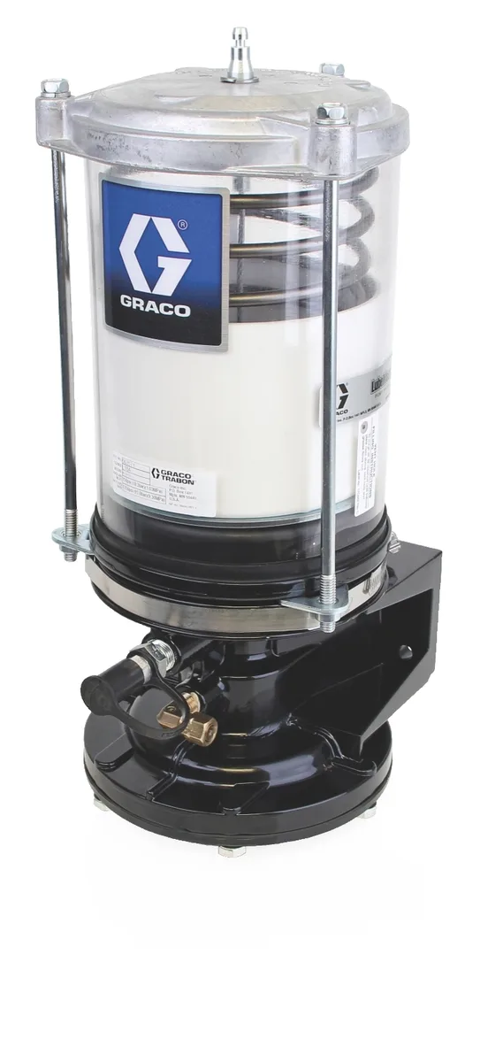 LubriSystem Standard Air Operated Pump with 6 lb. (2.72 kg) Plastic Cylindrical Reservoir - Grease - Graco 563571