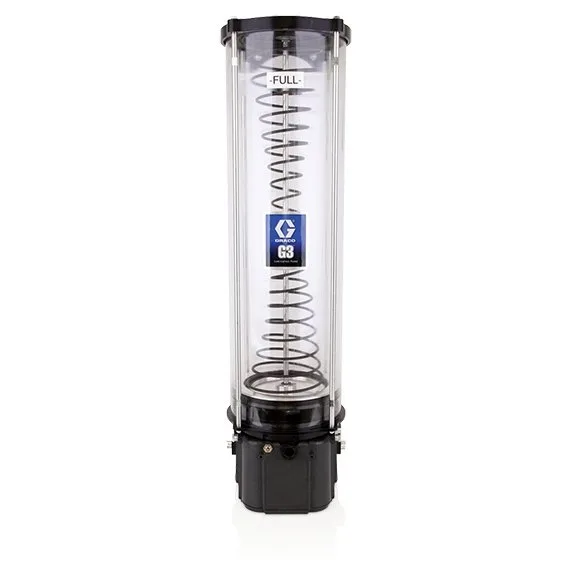 G3® Standard Grease Lubrication Pump, 24 VDC, 20 Liter One-Piece Reservoir, Follower Plate, External Low Level, DIN - Graco 96G503